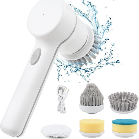 Handheld Electric Cleaning Brush With 5Pcs Replacement Head